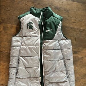 Nike MSU Men’s Green and Gray Quilted Vest